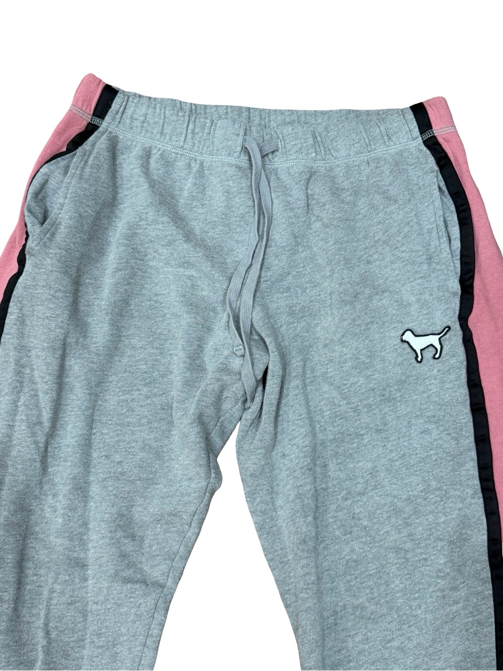 Victoria's Secret PINK Boyfriend Sweatpants Gray Heather Side Stripe Size Small - Picture 3 of 11